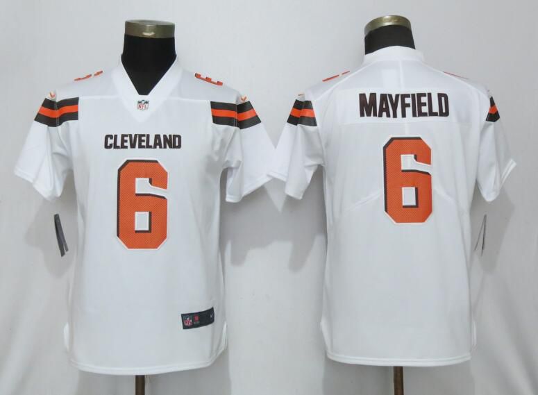 Women Cleveland Browns #6 Mayfield White Nike Vapor Untouchable Player NFL Jerseys->women nfl jersey->Women Jersey
